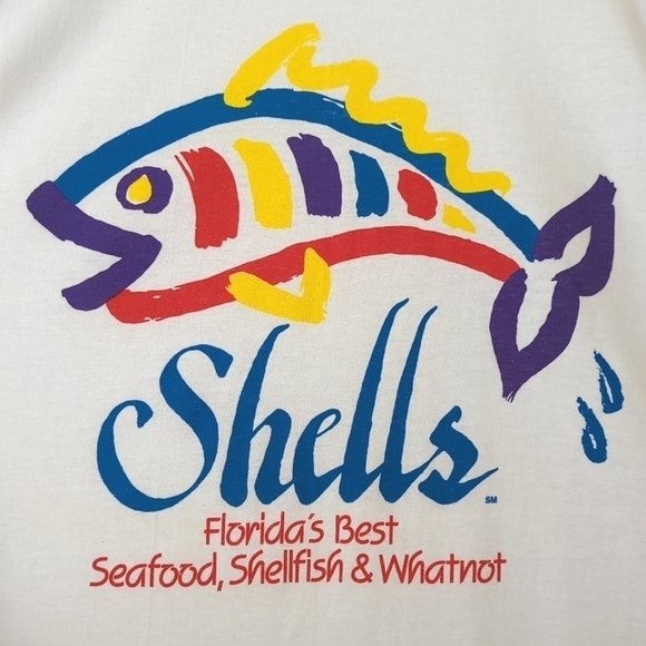Screen Stars Best 80's Vintage Shells Florida Short Sleeve Crew T-shirt White L - Picture 3 of 9